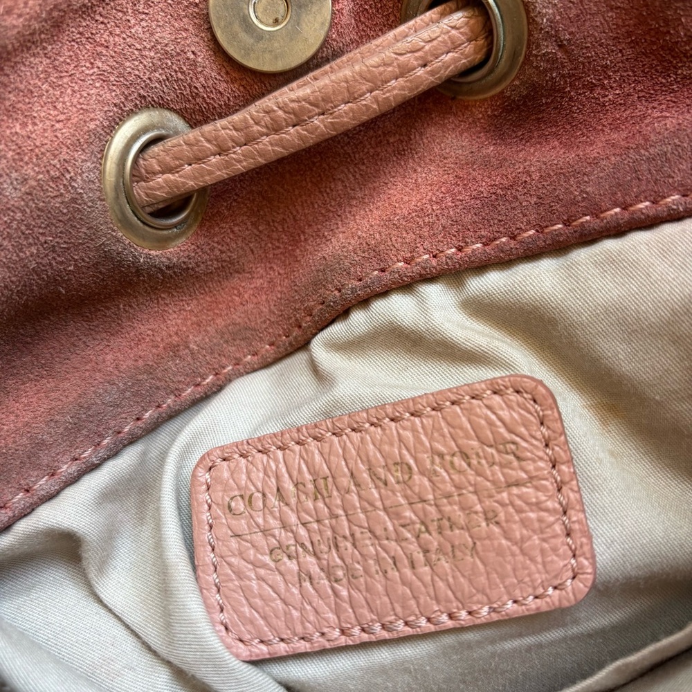 Coach and Four Pink Leather Crossbody Bucket Bag Tassels - Picture 10 of 12